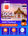 Cargar la imagen en la vista de la galería, eSIM Tailandia, 50GB para 10 días en la red DTAC, con el código QR enviado por correo y sin registro.
