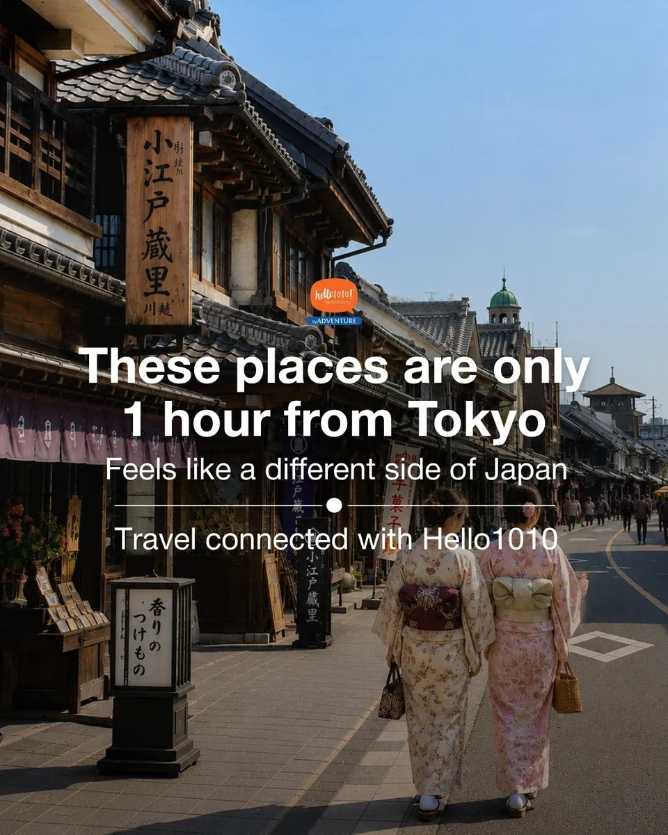 Kurazukuri warehouse street in Kawagoe with visitors in kimono, from the Hello1010 Tokyo day trips guide