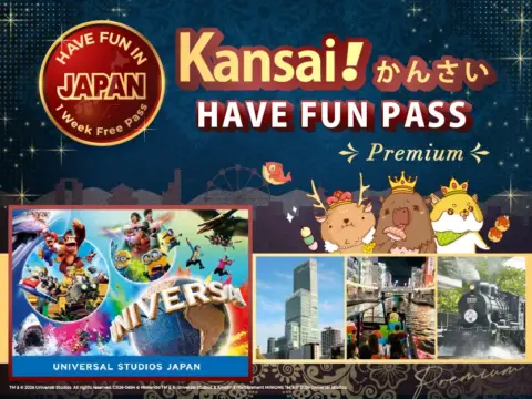 [Optional Universal Studios Japan/JR Pass] Premium Have Fun in Kansai Pass 1 Week Free Pass
