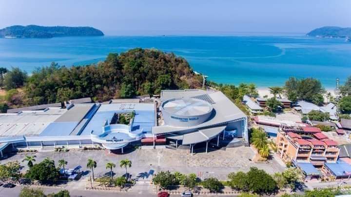 Underwater World Langkawi from the air, beside the beach at Pantai Cenang.