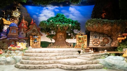 The Wisdom Tree village set on the Sanrio Puroland main stage