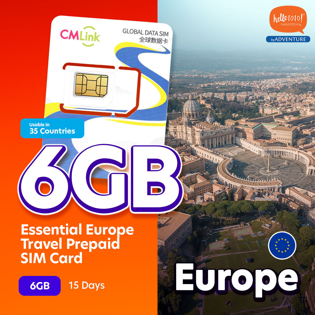 Essential Europe (15 Days) Travel Prepaid SIM Card