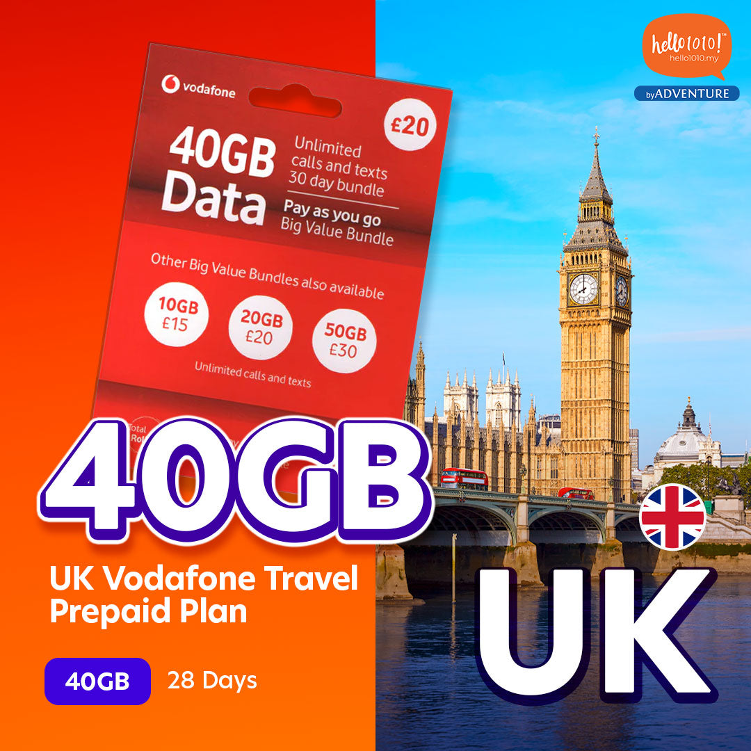 UK Vodafone Travel Prepaid Plan