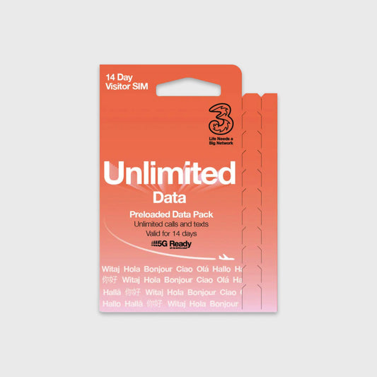 UK Infinite Data Prepaid SIM (Covers Europe)