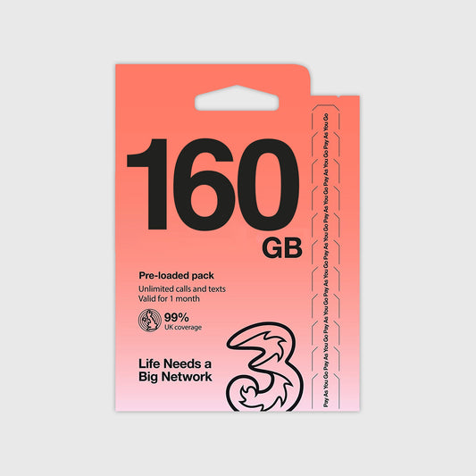 Product Photo of Three 160GB Prepaid SIM