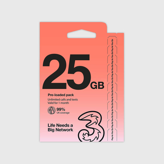 Product photo of Three 25GB Prepaid SIM