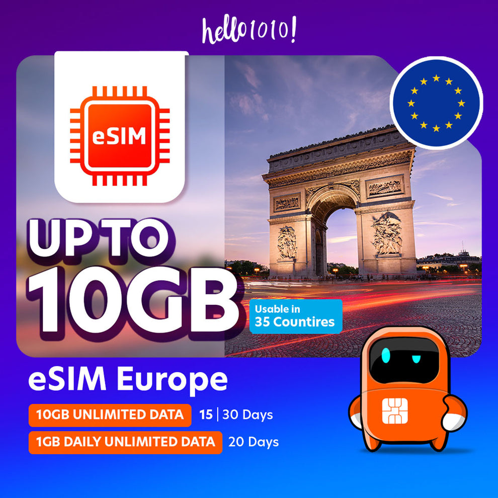 Hello1010 欧洲 Europe eSIM 35国覆盖 2026