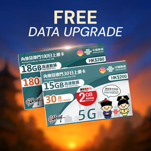 Greater China Unicom (30 or 180 Days) Prepaid SIM